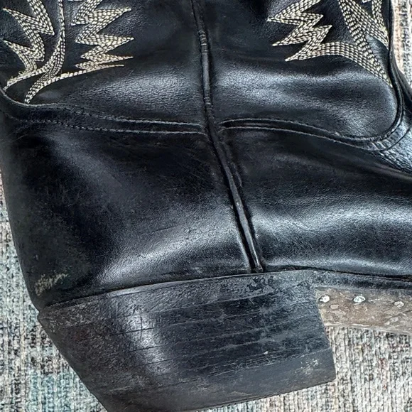 Tony Lama 6924 Men’s Black Leather Boots Vintage Western Cowboy Pointed Toe 11D
